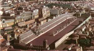 Reconstruction of the Circus Maximus in Rome, showing the central spina