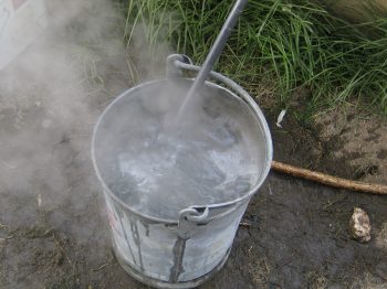 5. Emptying the pots.