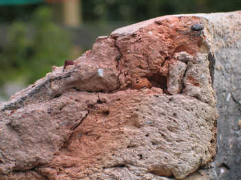 15. Section through the top of the furnace wall showing the start of the erosion.