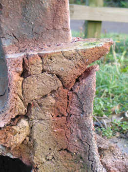 31. Daub falling away from the gathering hole shelf.