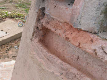 10. The dovetail-shaped slot to key the new shelf to the furnace wall.