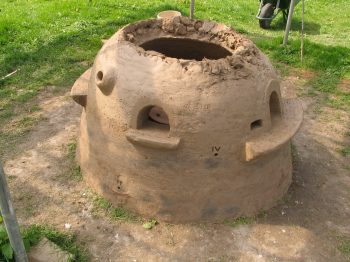 29. General view of the pot furnace showing the start of the roof.