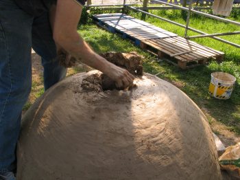 35. Finishing the hole at the top of the roof.