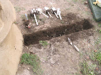 6. The trench established and the bottles removed.