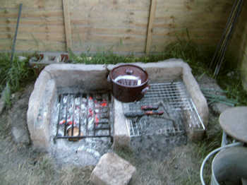 10. The barbecue in use.