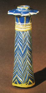 An original palm kohl-tube, c.1400-1225 BC. From Goldstein, S. (1979) 'Pre-Roman and Early Roman Glass in The Corning Museum of Glass' Corning: New York, cat. no. 24, inv. no. 71.1.4