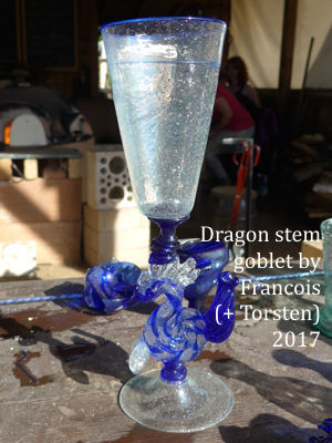 Villa Borg 2017 - A dragon-stemmed goblet by Francois (assisted by Torsten). Photo by Bettina Birkenhagen.