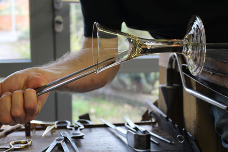 Mark making a drawn stem wine glass