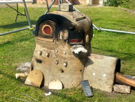 Heating the furnace with the pots in place