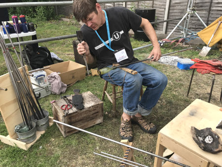 Matt working on a beaker