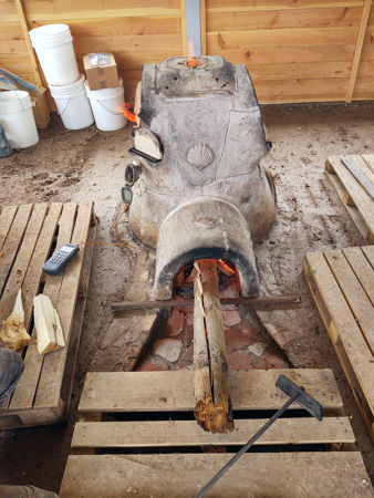 The second firing: burning an old fencepost