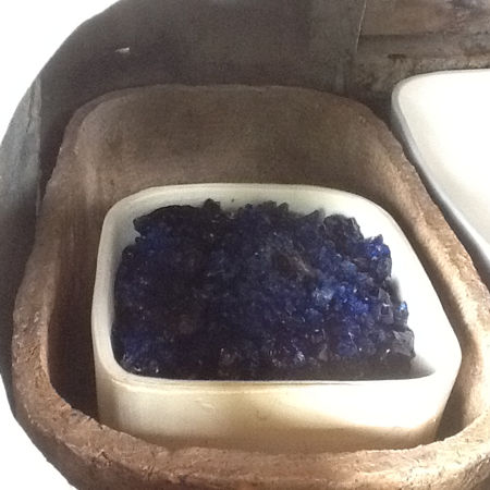 Cobalt blue cullet in the pot
