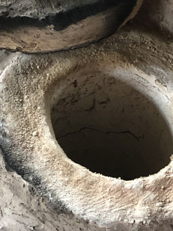 A top hole, showing some deposits from the fire (Photo © Fiona Rashleigh)