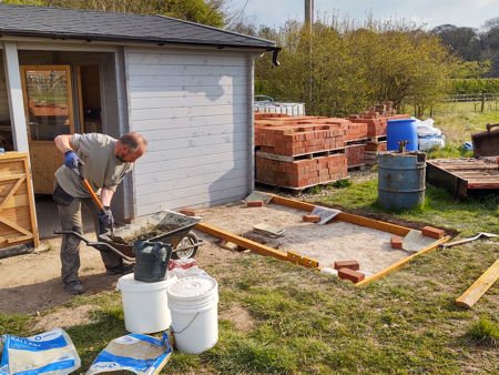 Laying the concrete