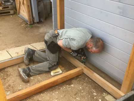 Steve fixing the centre floor support beam in position