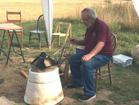 Mike rehearsing whilst the furnace was cold (Photo © Steve Wagstaff)