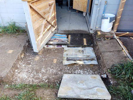 Plastic covering the slabs to protect them whilst the mortar is setting