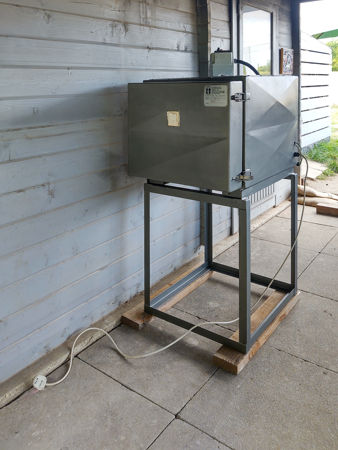 The kiln in position in the shelter