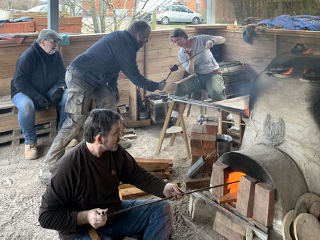 Jay stoking and Leslie with a finished vessel (Photo © Tracey Snape)