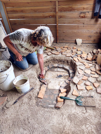 Tracey building the wall