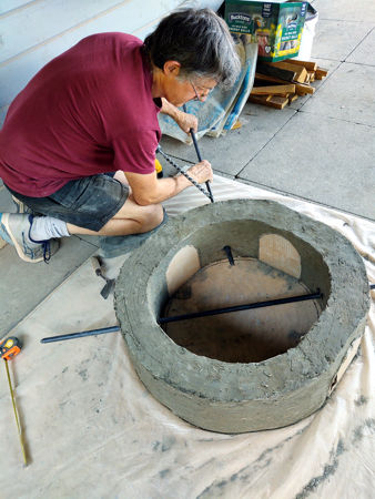 Drilling the holes for the lifting rods